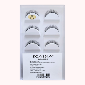 CARTELA 5 UNID CÍLIOS POSTIÇO 3D DCÁSSIA® X14