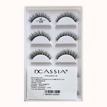 CARTELA 5 UNID CÍLIOS POSTIÇO 3D DCÁSSIA® E08