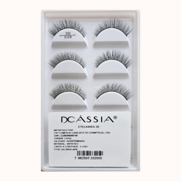 CARTELA 5 UNID CÍLIOS POSTIÇO 3D DCÁSSIA® E09